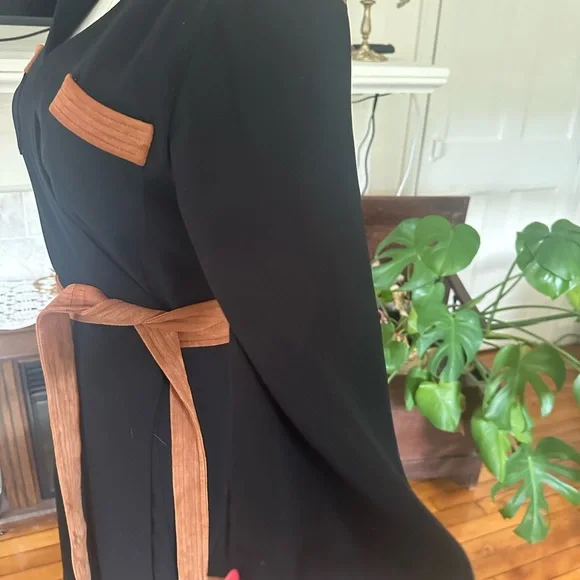 DVF Black black wrap dress with brown suede detail 4 DVF Black black wrap dress with brown suede detail 4